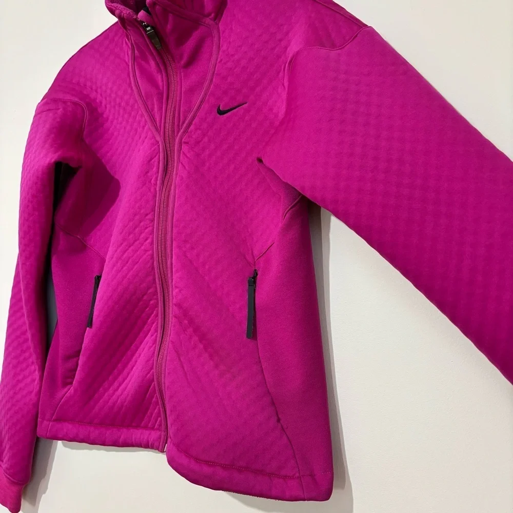 Nike Y2K fuchsia sphere thermal diamond quilted pattern zip up athletic jacket